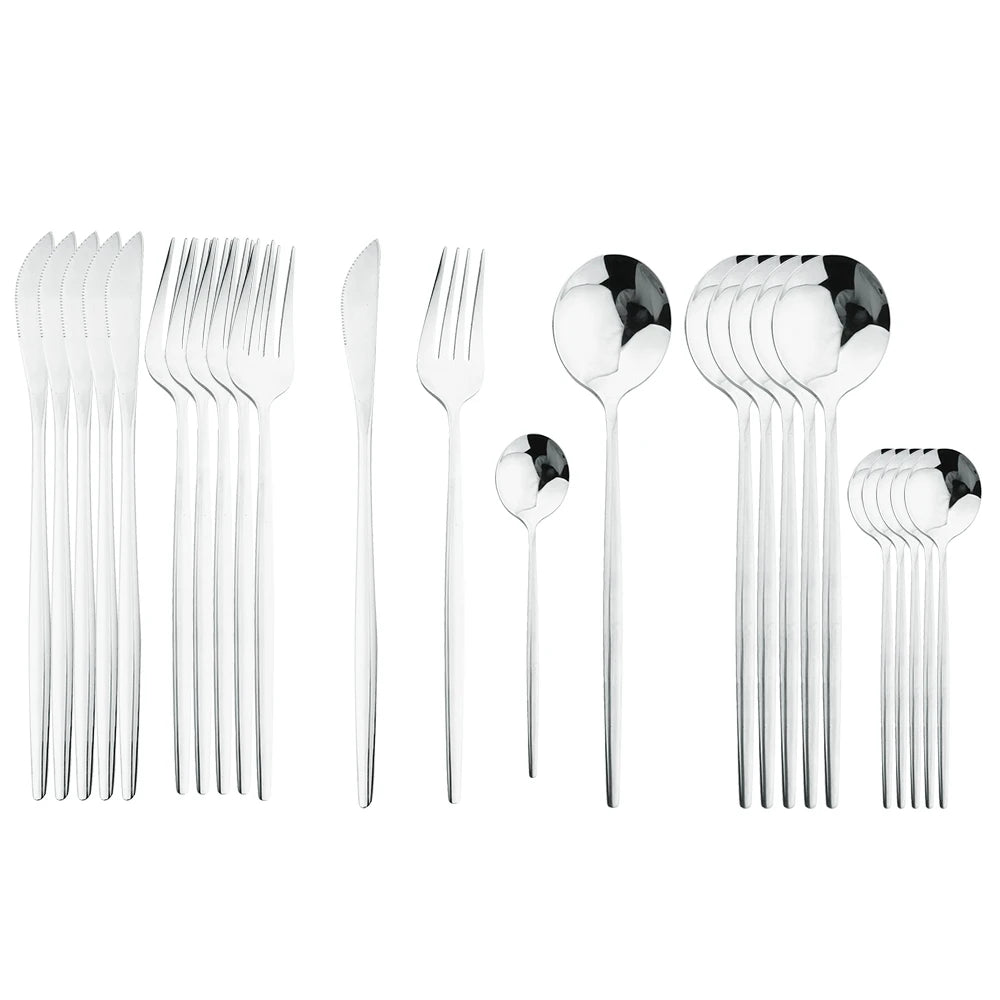Complete 24pc Stainless Steel Lux Cutlery Set