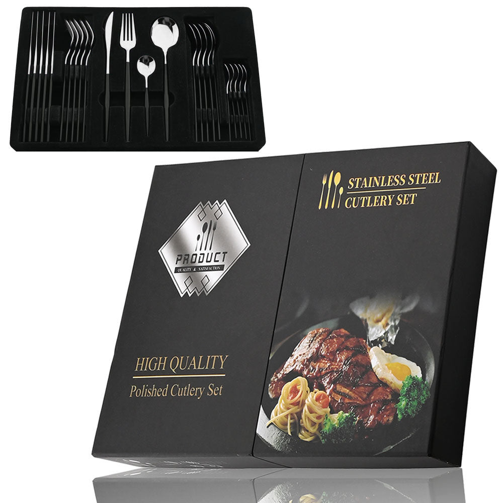 Complete 24pc Stainless Steel Lux Cutlery Set