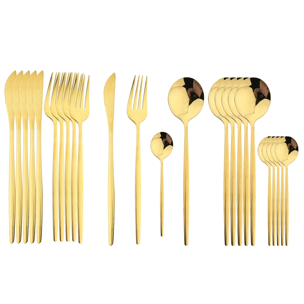 Complete 24pc Stainless Steel Lux Cutlery Set