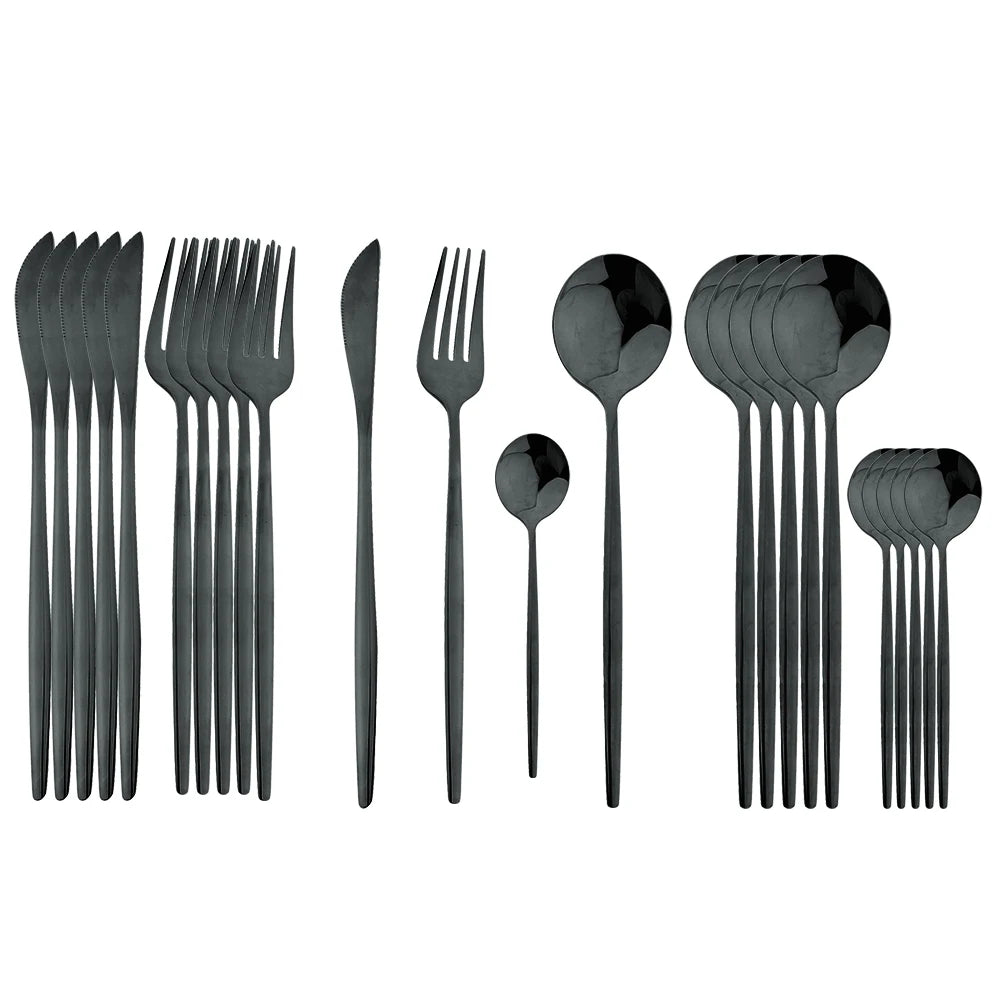 Complete 24pc Stainless Steel Lux Cutlery Set