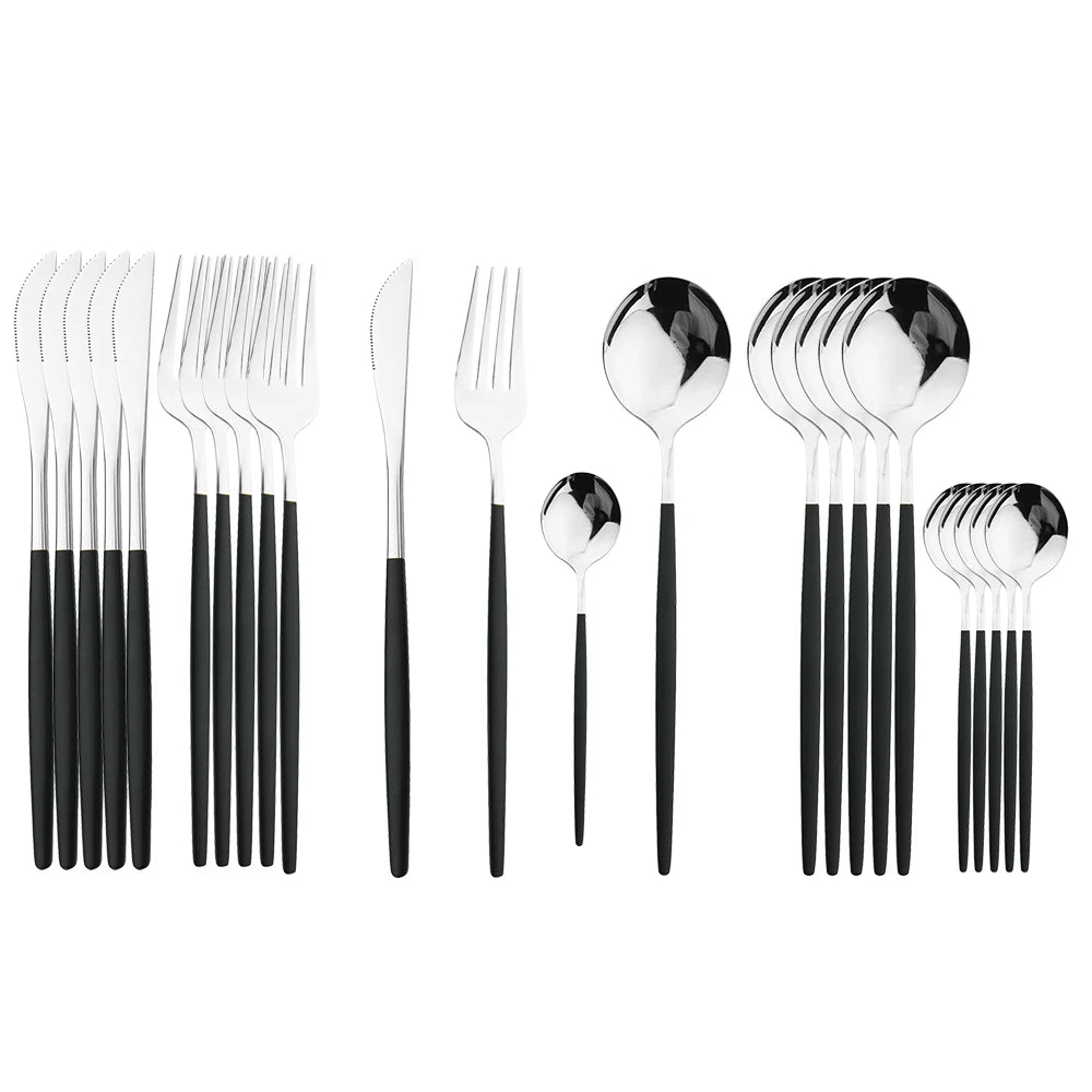Complete 24pc Stainless Steel Lux Cutlery Set