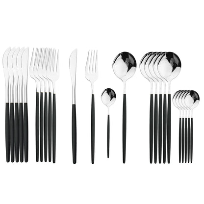 Complete 24pc Stainless Steel Lux Cutlery Set